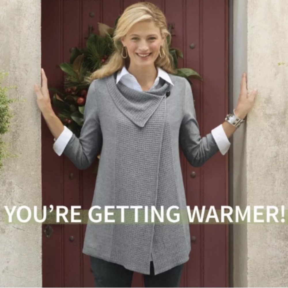 Soft Surroundings Wool Blend Wrap Waterfall Cardigan Sweater Topper Duster - Picture 2 of 10